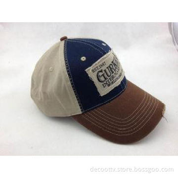 Distress Washed Applique Embroidered Baseball Cap Worn-out